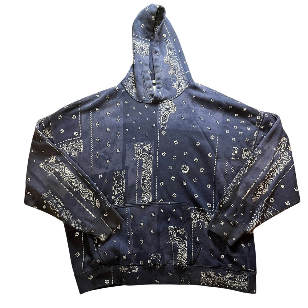 Abercrombie & Fitch Oversized Bandana Paisley Hoodie Navy Blue XXL Blue Bandana